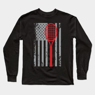 American Flag Tennis Shirt - Cool Awesome I Love Tennis Long Sleeve T-Shirt